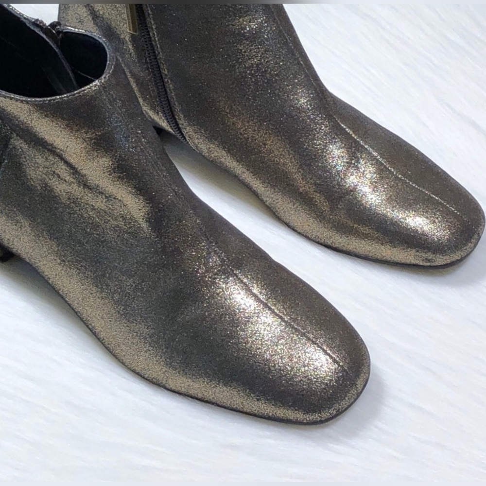 Karl Lagerfeld Paris "Ilayna" Shimmering Bronze Real Leather Bootie